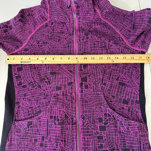 Lululemon Scuba Hoodie Seawheeze Grid Map Regal Plum Black Running Size 6 - Picture 8 of 12